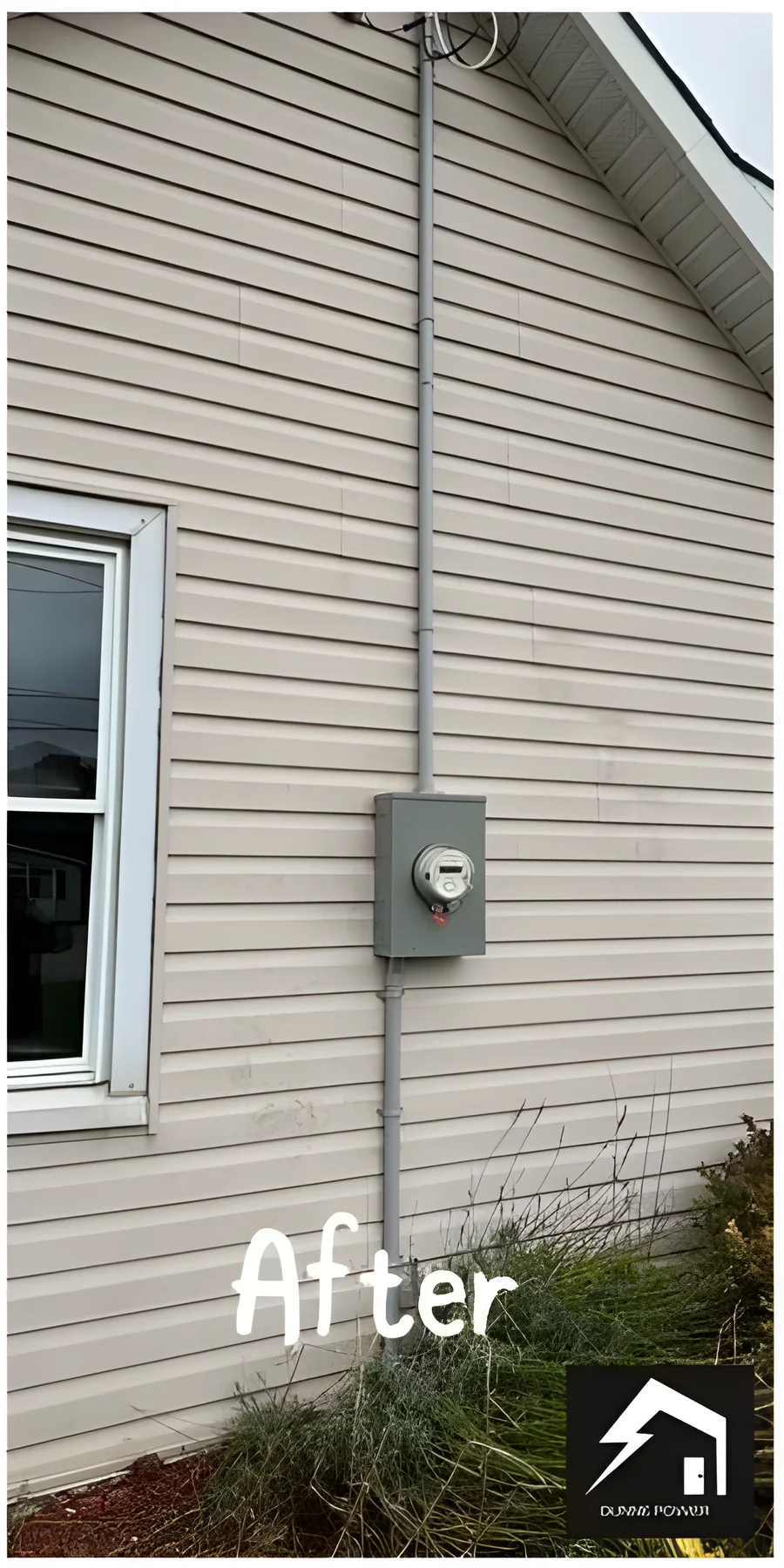 The new mast, service head and meter base installed by Dunne Power