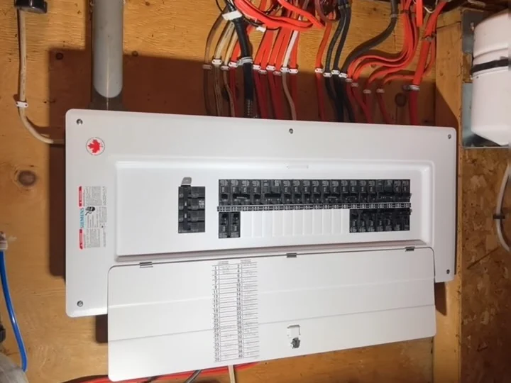 New electrical panel with labelled breakers, panel upgrade by Dunne Power