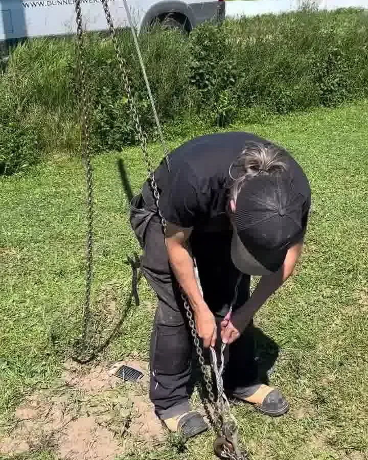 Pulling in the new primary cable at a customer-owned pole