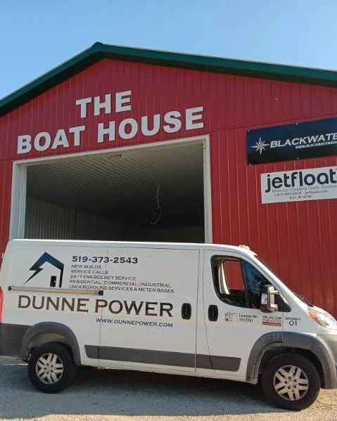 Electrical work in a commercial shop and boathouse, a Dunne Power job