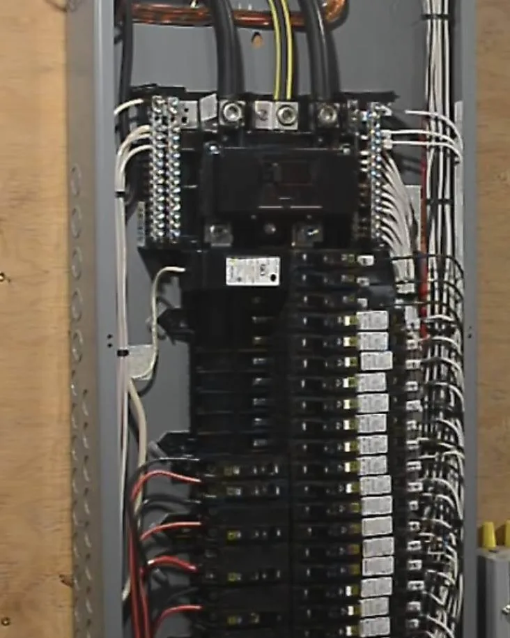 Finished electrical panel, wired and labelled, installed by Dunne Power