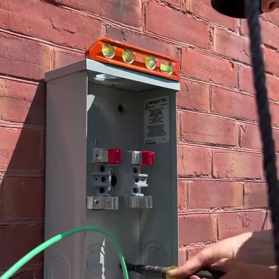 Emergency call: damaged meter base and service stack, step 2: New meter base wired