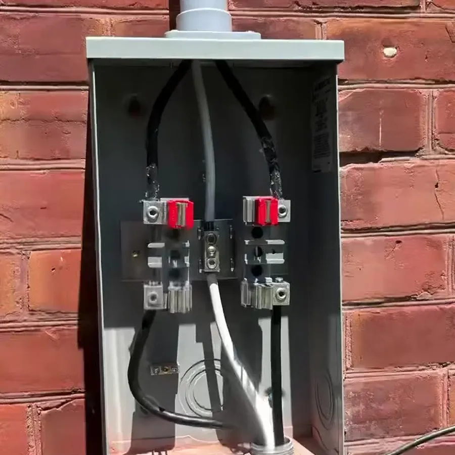 Emergency call: damaged meter base and service stack, step 4: New base wired, ready for the meter