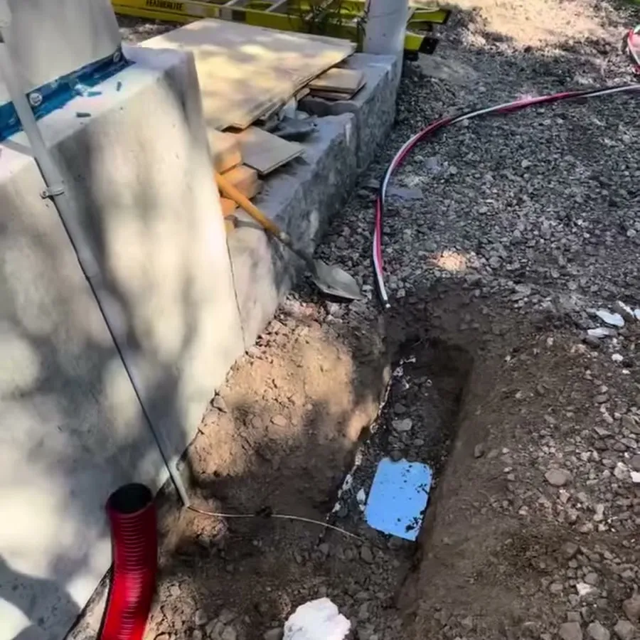 Sauble Beach: 60 metre trench, in and out in one day, step 3: Cable in at the foundation