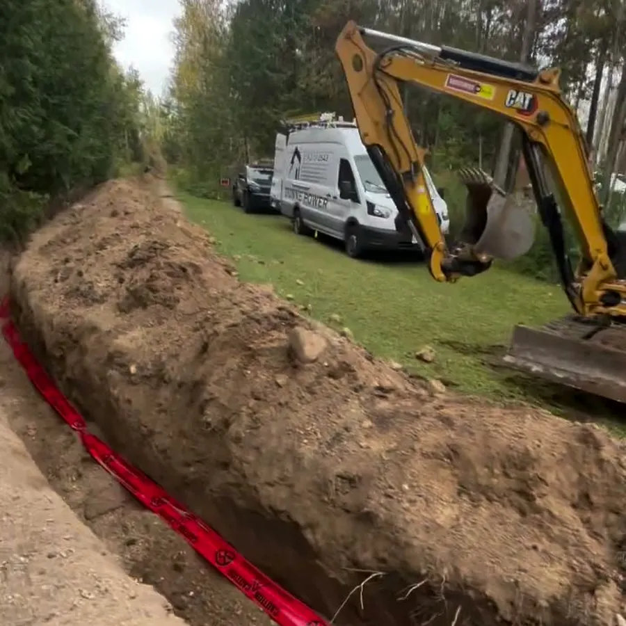 800 feet of primary cable, pad-mount and grounding, step 1: Primary cable laid in the trench