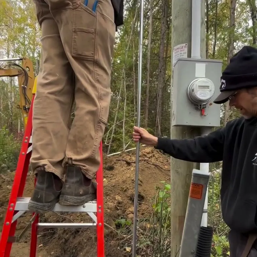 800 feet of primary cable, pad-mount and grounding, step 3: Tying in at the pole