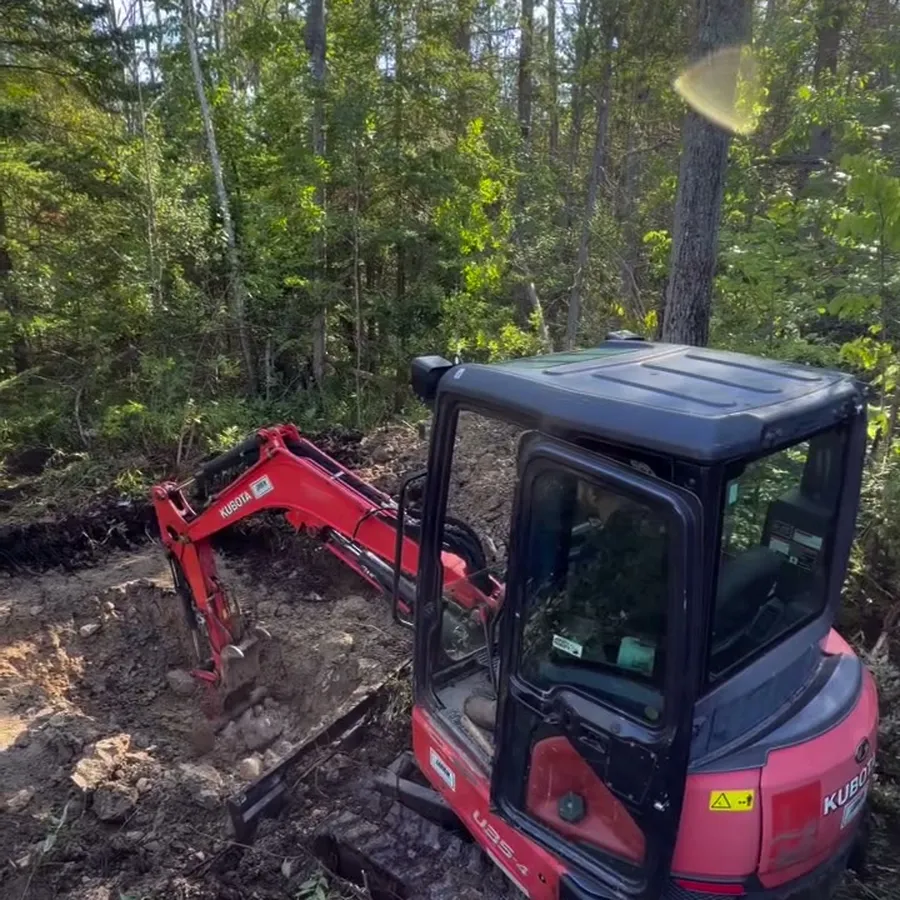 Single phase pad-mount transformer and central meter, step 2: Excavating for the pad
