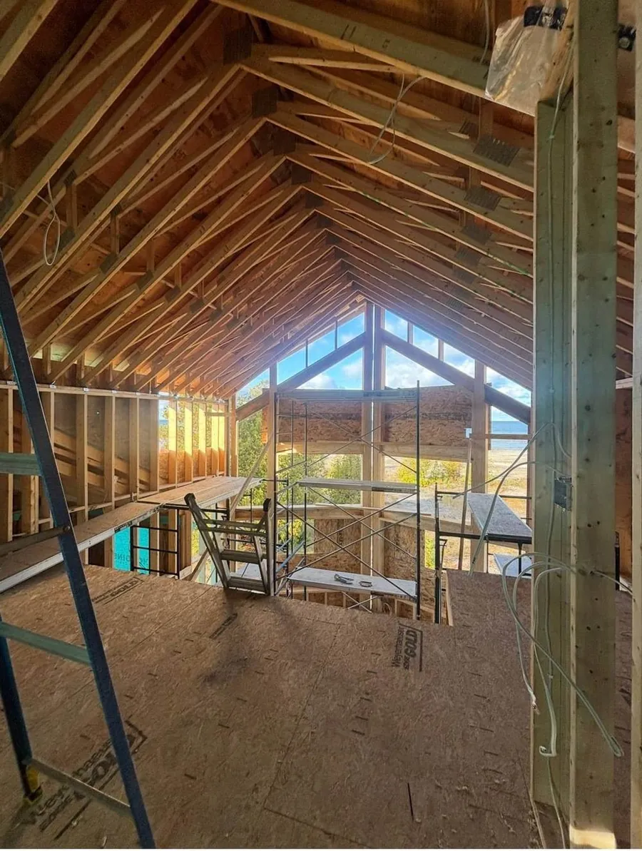 Electrical rough-in at a timber frame new build